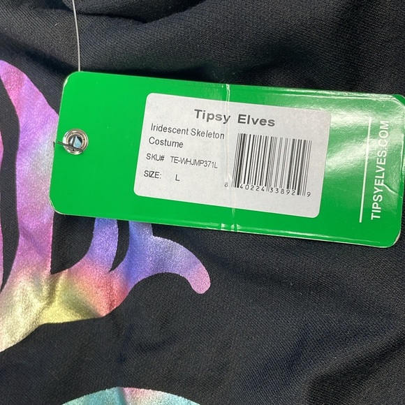 NWT Tipsy Elves Iridescent Skeleton Costume Onesie Jumpsuit Halloween Sz L - Picture 12 of 12